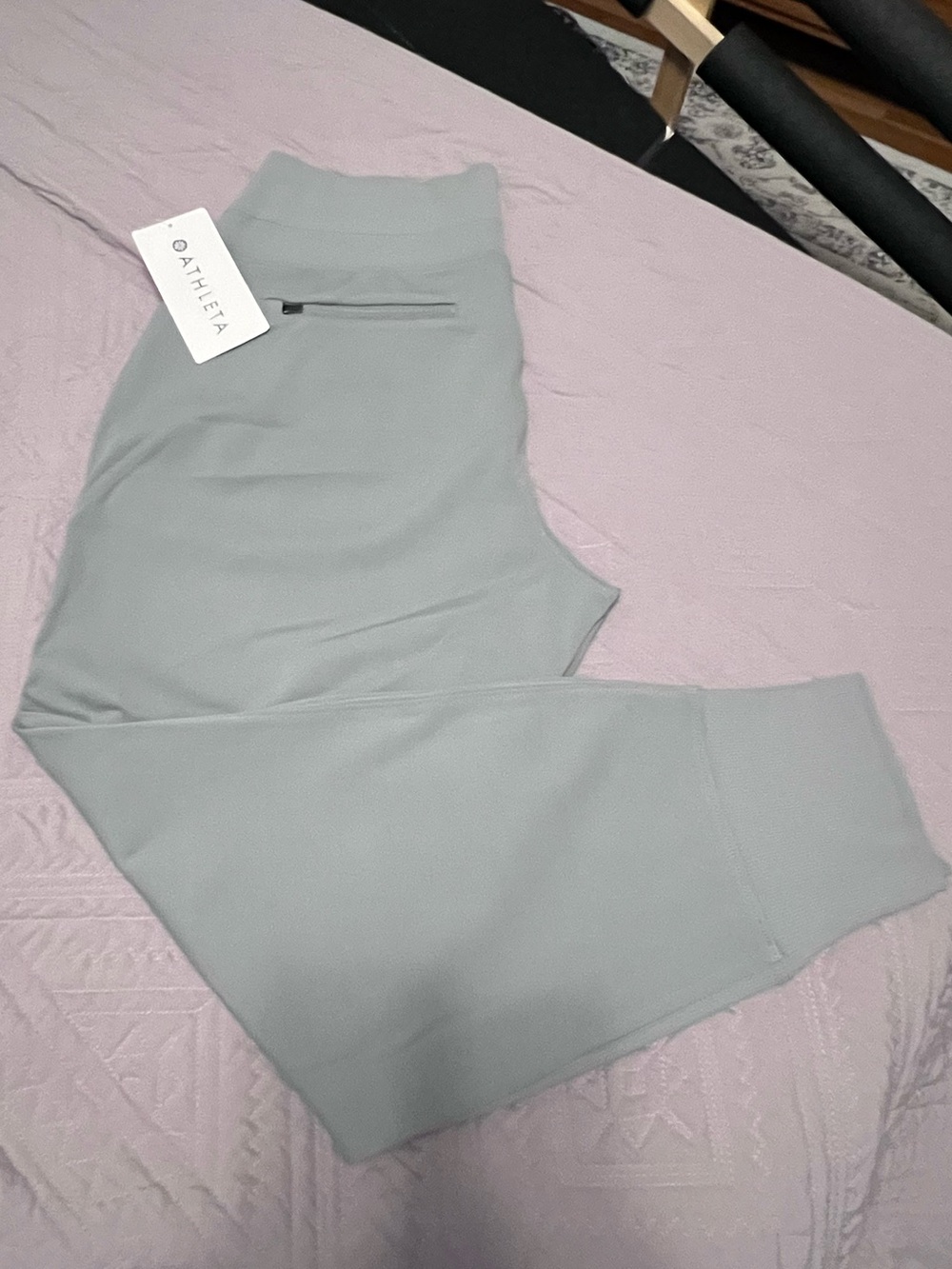 Athleta Light Gray High-Rise Tapered Joggers